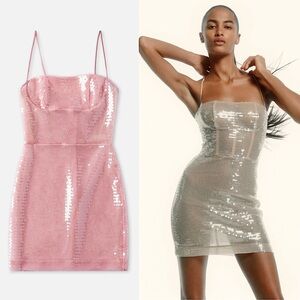 NEW NENSI DOJAKA Kendall Square Neck Sleeveless Sequin Tulle Corset Mini Dress S